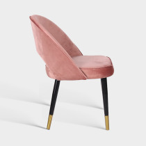 Elegant Hotel Pink Velvet Dining Chair With Gold Metal Legs