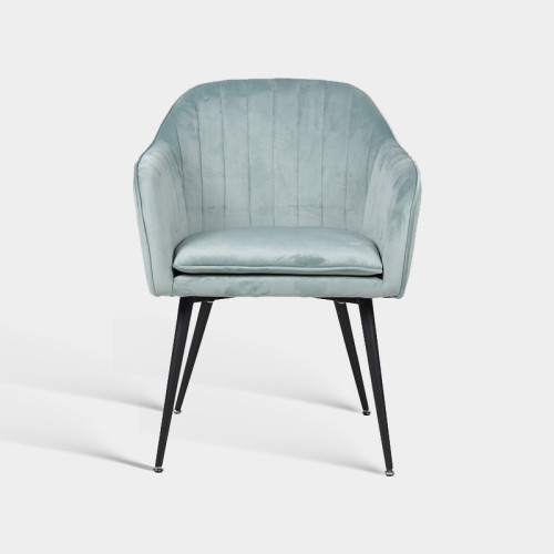 Metal Leg Velvet Upholstered Armchair For Hotel Dining Room