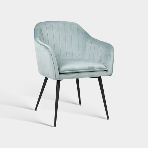 Metal Leg Velvet Upholstered Armchair For Hotel Dining Room