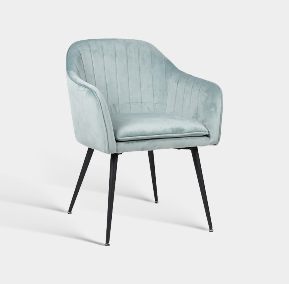 Metal Leg Velvet Upholstered Armchair For Hotel Dining Room