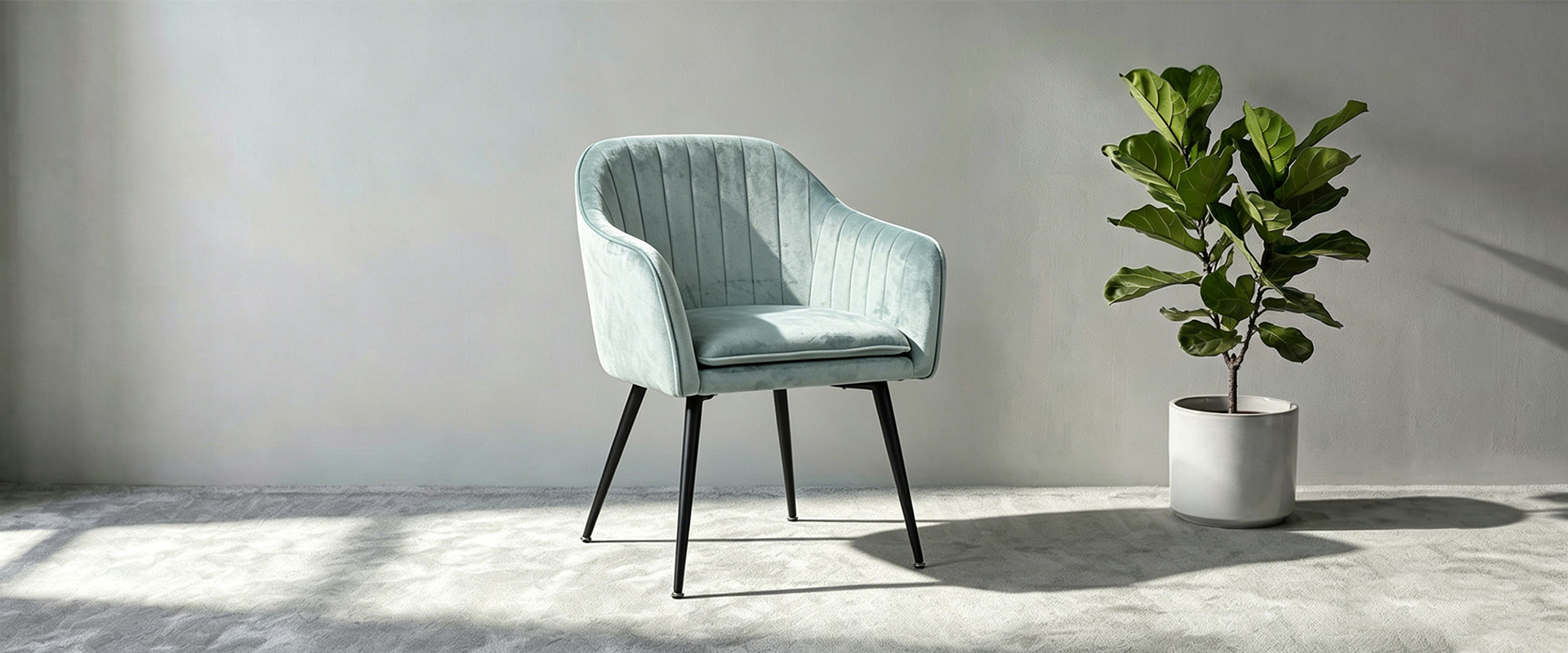 Metal Leg Velvet Upholstered Armchair