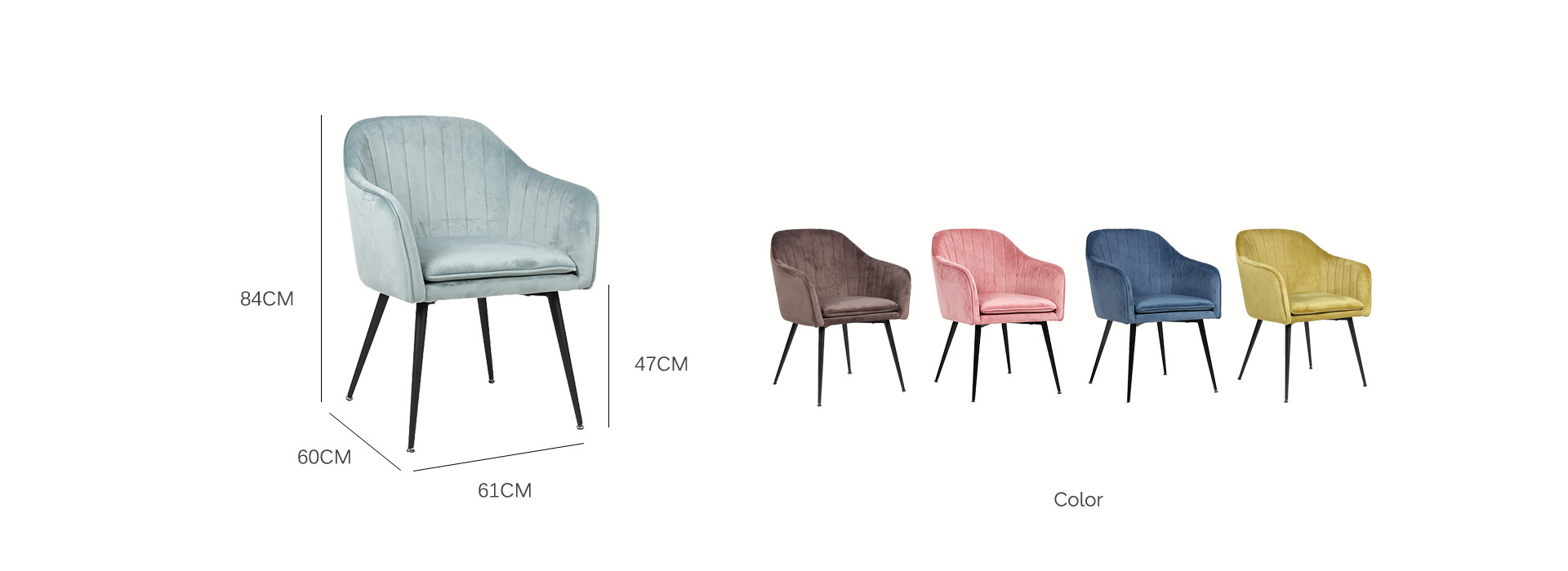 Metal Leg Velvet Upholstered Armchair