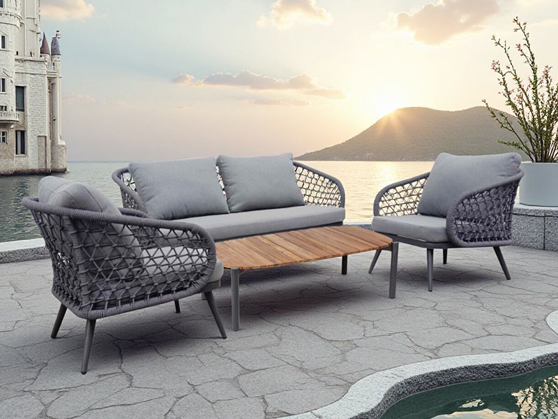 Waterproof Aluminum Outdoor Rope Sofa Set