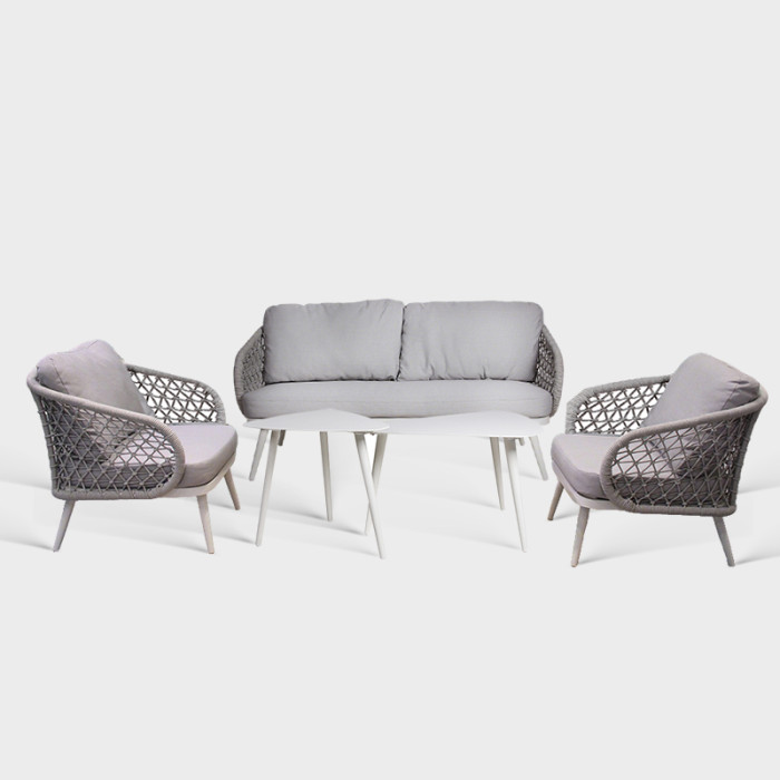 Waterproof Aluminum Outdoor Rope Sofa Set For Hotel Patio Garden