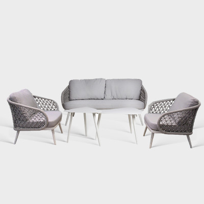Waterproof Aluminum Outdoor Rope Sofa Set For Hotel Patio Garden