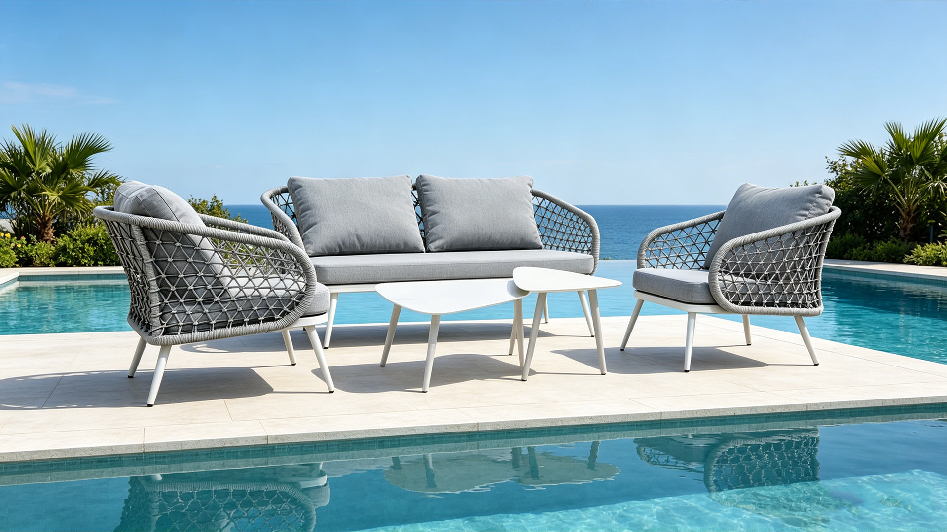 Waterproof Aluminum Outdoor Rope Sofa Set