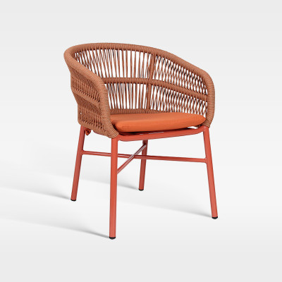 Waterproof Aluminum Frame Woven Rope Armchair For Hotel Outdoor Use