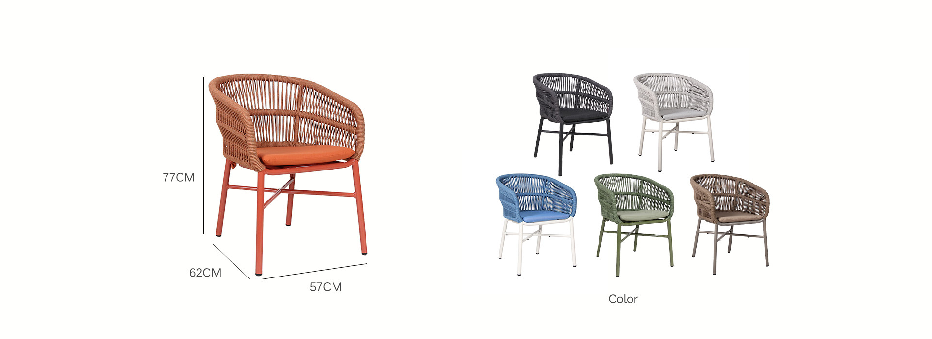 Waterproof Aluminum Frame Woven Rope Armchair