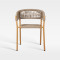 Commercial Outdoor Hotel Rope Weave Wood-Look Arm Chair
