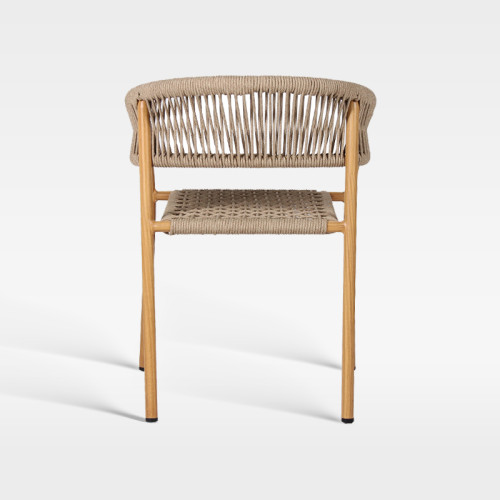 Commercial Outdoor Hotel Rope Weave Wood-Look Arm Chair