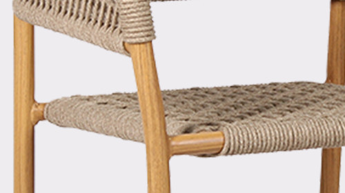 Waterproof Aluminum Frame Woven RopCommercial Outdoor Hotel Rope Weave Wood-Look Arm Chaire Armchair