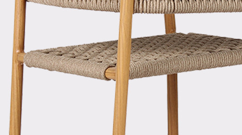 Commercial Outdoor Hotel Rope Weave Wood-Look Arm Chair