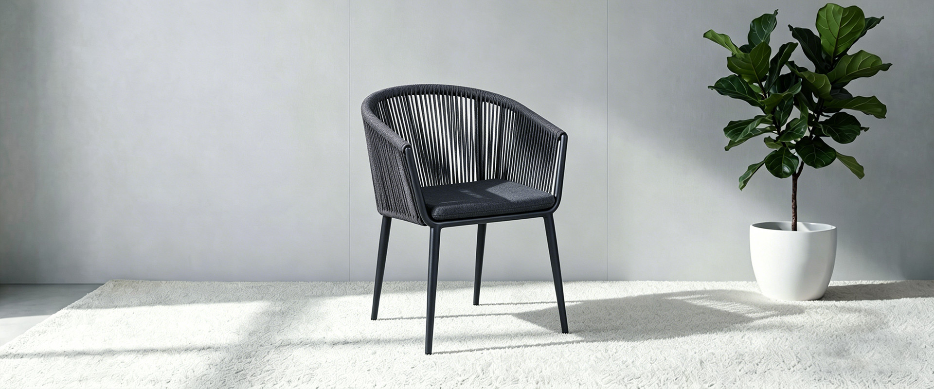 Luxury Weatherproof Outdoor Garden Hotel Dining Rope Chair