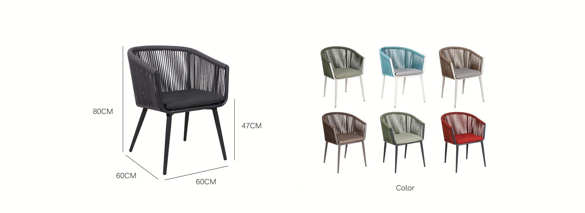 Luxury Weatherproof Outdoor Garden Hotel Dining Rope Chair
