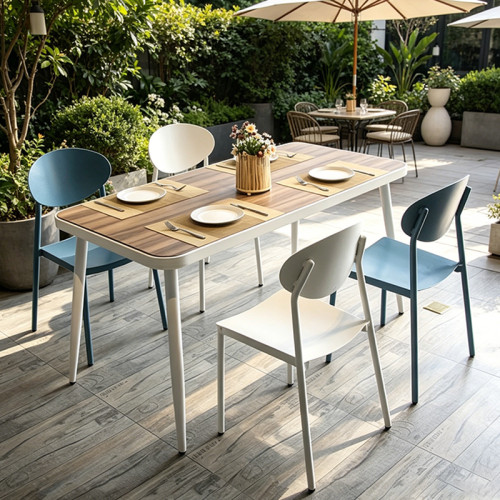 Minimalist Design Rectangular Outdoor Table For Hotel Commercial Spaces