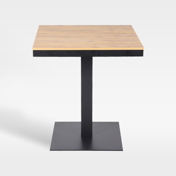 Square Slatted Plastic Wood Top Outdoor Hotel Dining Table