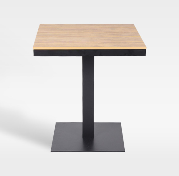 Square Slatted Plastic Wood Top Outdoor Hotel Dining Table