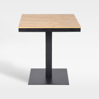 Square Slatted Plastic Wood Top Outdoor Hotel Dining Table