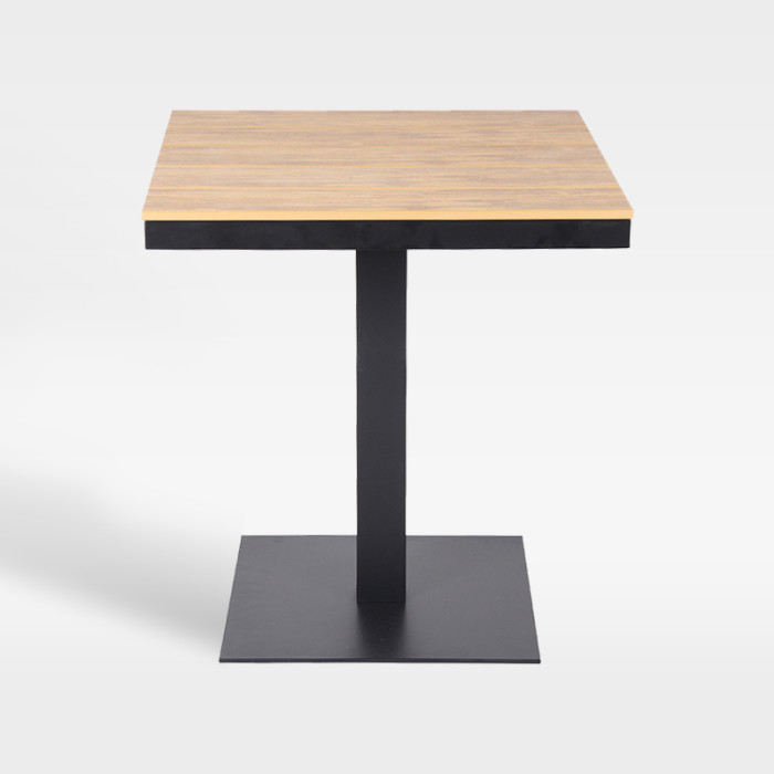 Square Slatted Plastic Wood Top Outdoor Hotel Dining Table
