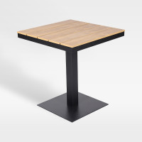 Square Slatted Plastic Wood Top Outdoor Hotel Dining Table