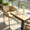 Square Slatted Plastic Wood Top Outdoor Hotel Dining Table