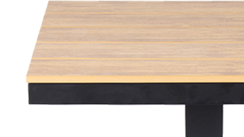Square Slatted Plastic Wood Top Outdoor Hotel Dining Table