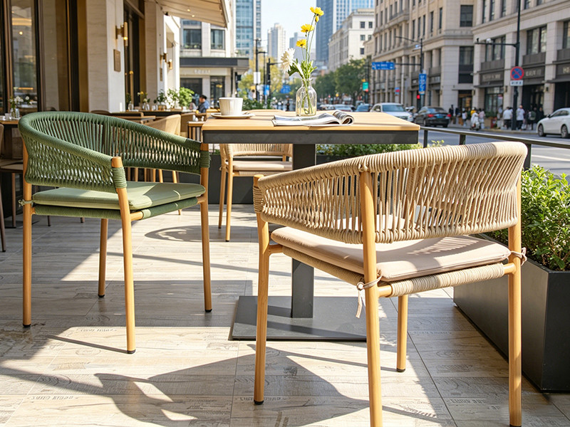 Square Slatted Plastic Wood Top Outdoor Hotel Dining Table