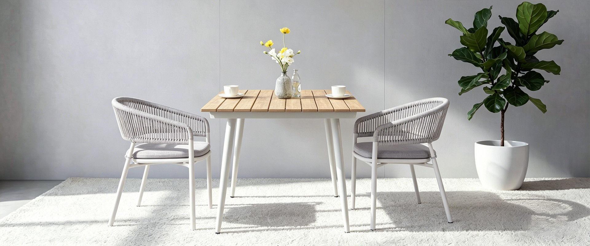 Lightweight Waterproof Wpc Top Aluminum Frame Outdoor Hotel Dining Table