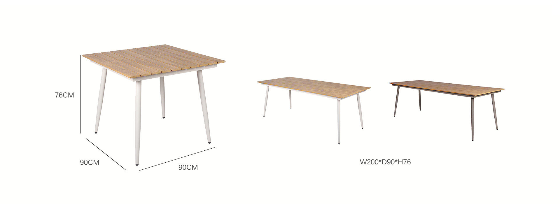 Lightweight Waterproof Wpc Top Aluminum Frame Outdoor Hotel Dining Table