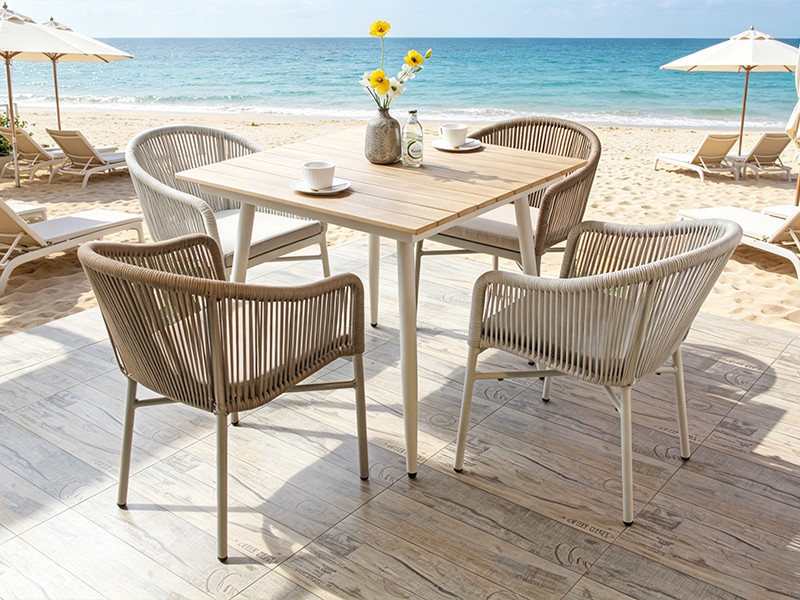 Lightweight Waterproof Wpc Top Aluminum Frame Outdoor Hotel Dining Table