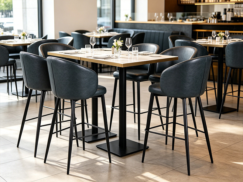 Metal Leg Faux Leather Upholstered Luxury Hotel Bar Chair