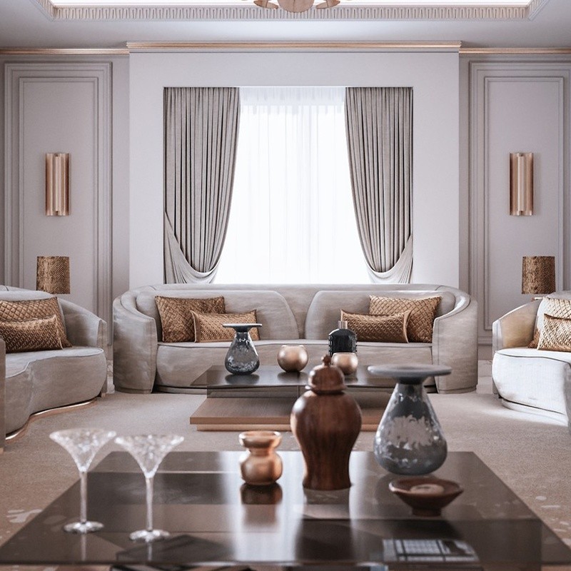 Upholstered Curved Sectional Sofa