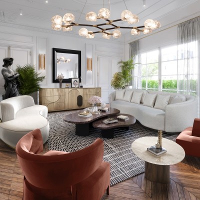 Modern Upholstered Curved Sectional Sofa For High End Hotel