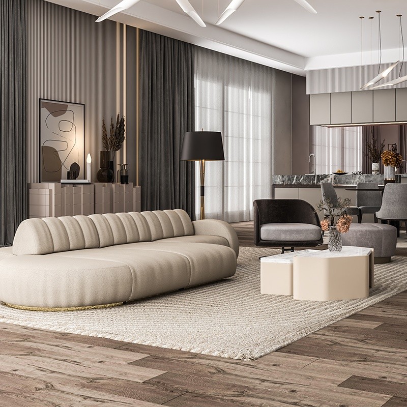 Channel Tufted Fabric Sofa