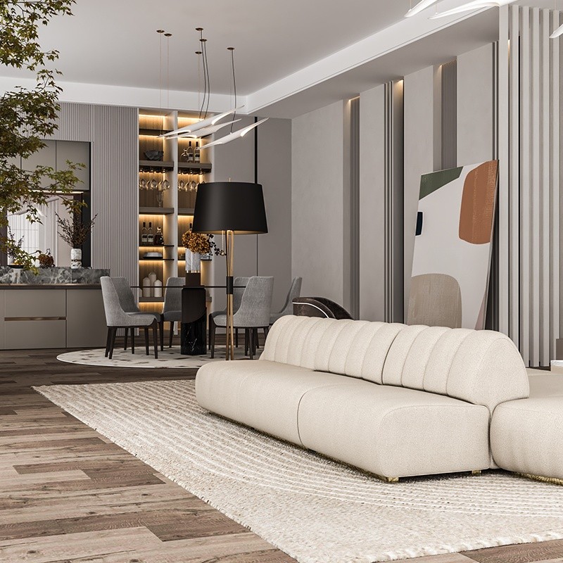 Channel Tufted Fabric Sofa