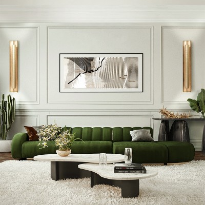 Comfortable Channel Tufted Fabric Sofa For Hotel Living Spaces