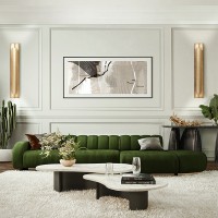 Comfortable Channel Tufted Fabric Sofa For Hotel Living Spaces