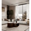 Irregular Coffee Table With Dark Metal Base For Upscale Hotel Lounges