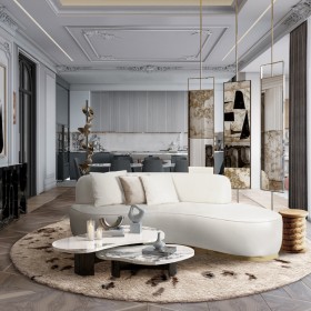 Irregular Coffee Table With Dark Metal Base For Upscale Hotel Lounges