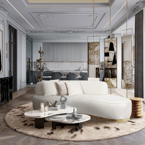 Irregular Coffee Table With Dark Metal Base For Upscale Hotel Lounges