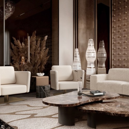 Natural Stone Nesting Coffee Table For Hotel Room Areas