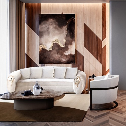 Natural Stone Nesting Coffee Table For Hotel Room Areas
