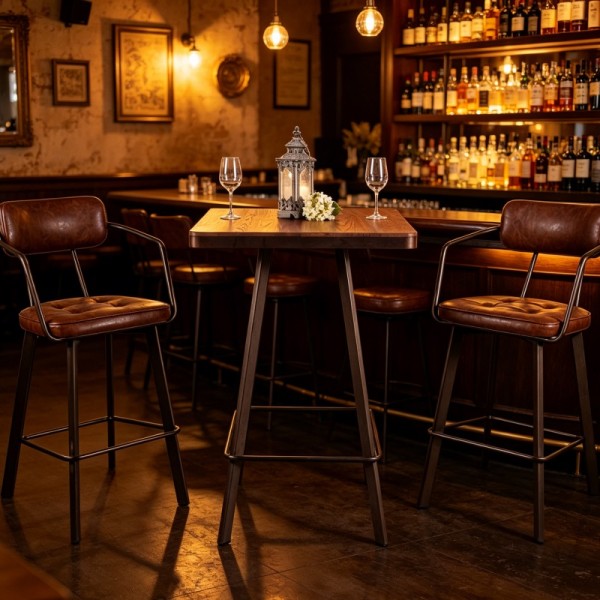Metal Frame High Bar Table For Commercial Hotel Bar And Cafe