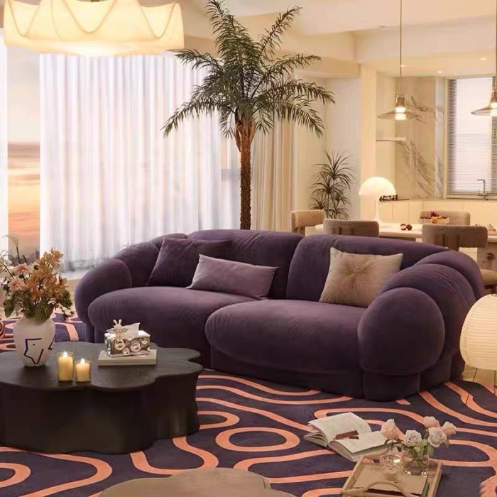 Plush Velvet Fabric Curved Sofa Designed For High-End Hospitality