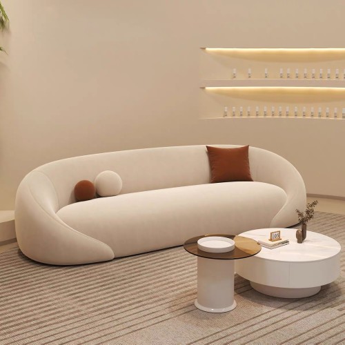 Plush Velvet Fabric Curved Sofa Designed For High-End Hospitality