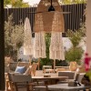 Bohemian Crochet Fringe Outdoor Umbrella With Sturdy Base For Hotel And Resort Lounges