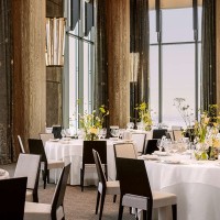 Luxury Event Table Decor With White Linens And Floral Arrangements For Hotel Ballroom