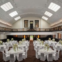 Luxury Event Table Decor With White Linens And Floral Arrangements For Hotel Ballroom