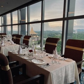 Luxury Event Table Decor With White Linens And Floral Arrangements For Hotel Ballroom
