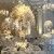 Elegant Floral Centerpieces With Candles And Red Linens For Hotel Banquet Tables And Events